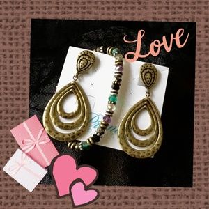 Brass Clip Earrings w/Bracelet